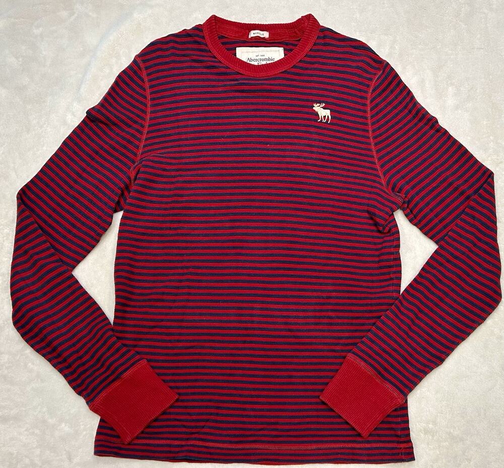 Y2K Abercrombie & Fitch Mens XXL Muscle Thermal Shirt Moose Striped
